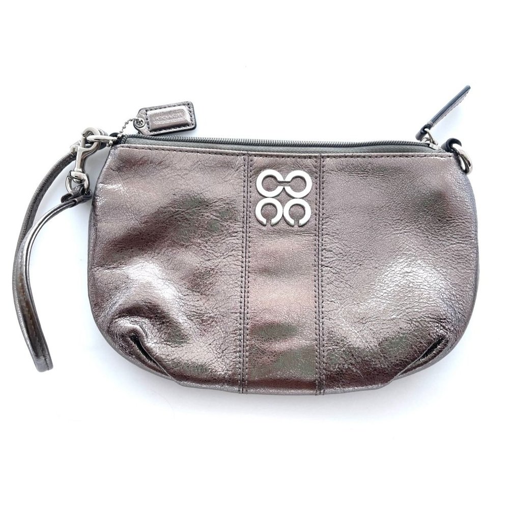 Coach Wristlet Metallic Pewter - Great Shape - Rosy/Purple Finish